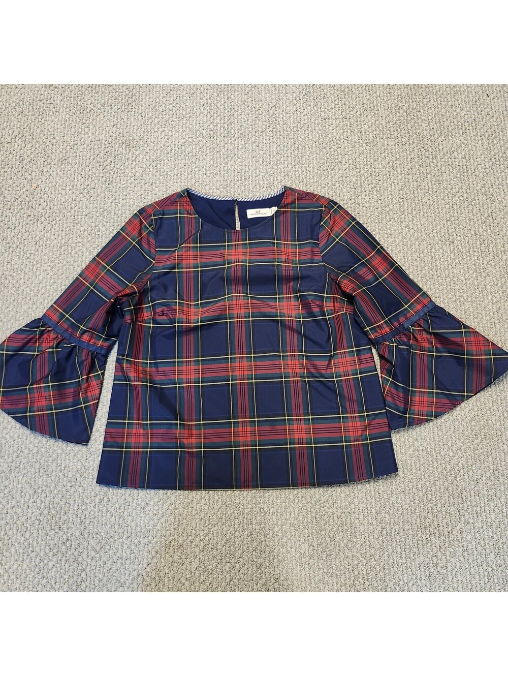 Vineyard Vines Women's Plaid Bell Sleeve Blouse Size 10